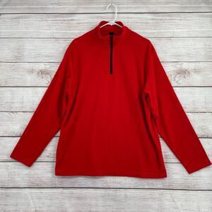 Apple Employee Embroidered Logo Fleece‎ 1/4 Zip Pullover Women's L Red